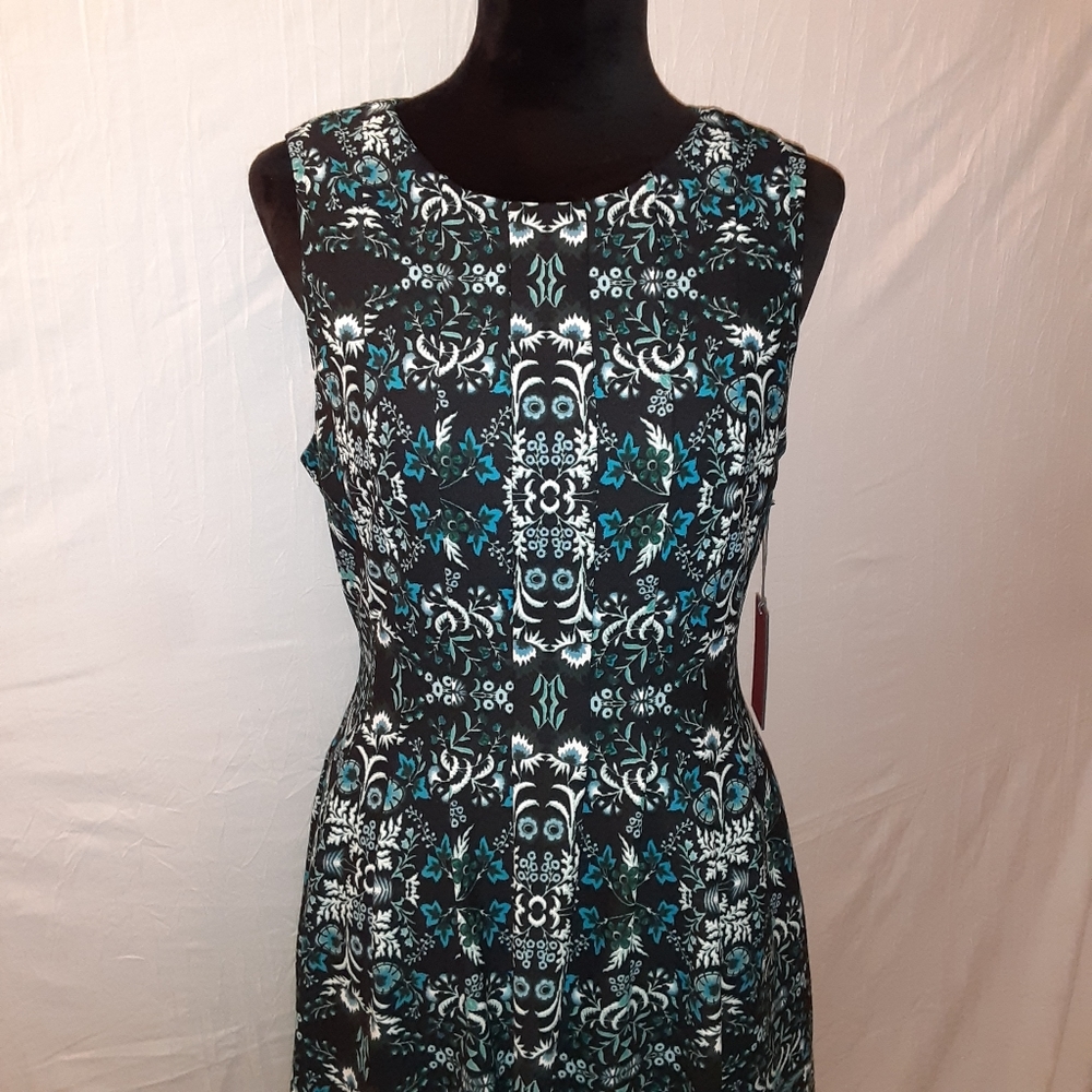 VINCE CAMUTO Black & Blue Print‎ Work Dress - Picture 5 of 5